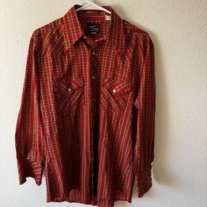 Vintage Champions Western Plaid Pearl Snap Shirt